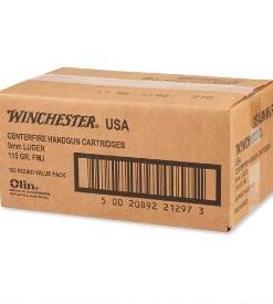Winchester USA 9mm Ammunition, 1000 Rounds, FMJ, 115 Grain