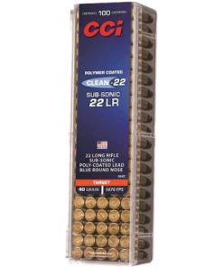 CCI Clean-22 Ammunition 22 Long Rifle Subsonic 40 Grain Blue Polymer Coated Lead Round Nose