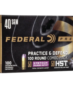 Federal Practice & Defend HST/Syntech Combo Ammunition 40 S&W 180 Grain Jacketed Hollow Point & Total Synthetic Jacket